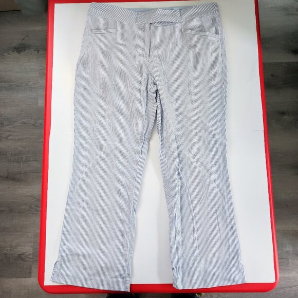 Tommy Hilfiger Capri short summer lightweight white & navy blue stripes size 10 - Picture 1 of 11